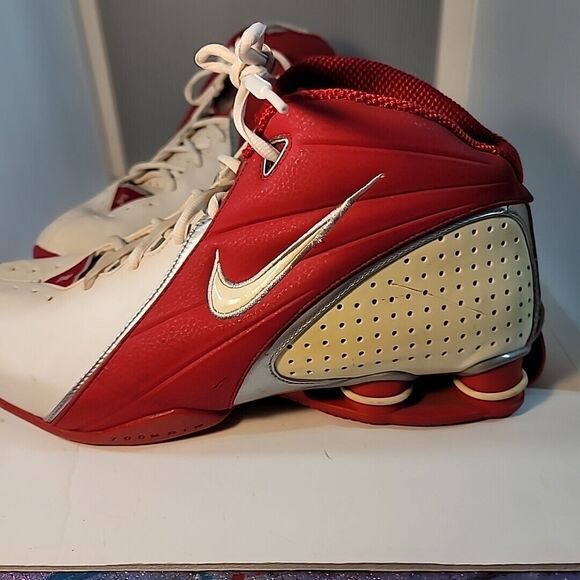 Nike Shox Zoom Air Basketball Sneakers Red White Cream #050507 LN3 SIZE 15 EUC - Picture 6 of 16